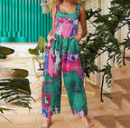 Women’s Jumpsuit Casual Sleeveless Loose Wide Leg Jumpsuit Plus Size Suspender Long Baggy Pants Rompers Overalls