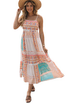 Women's Multicolor Boho Patchwork Print Square Neck Sundress