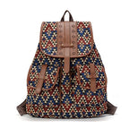 Women's Bohemian Vintage Backpack Drawstring Rucksack Bag
