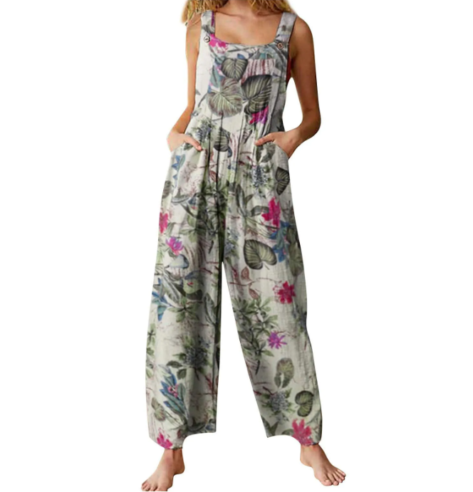 Women’s Jumpsuit Casual Sleeveless Loose Wide Leg Jumpsuit Plus Size Suspender Long Baggy Pants Rompers Overalls