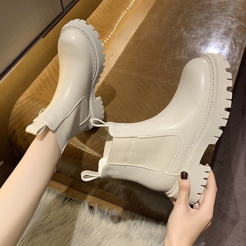 Fashion Women's Chelsea Boots Spring Autumn Waterproof Non-slip Platform Ankle Boots Women Slip on Thick Sole Booties