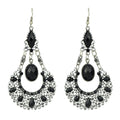 Bohemian Tribal Ethnic Antique Silver Rhinestone Hollow Water Drop Earrings