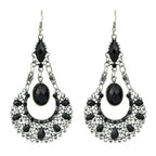 Bohemian Tribal Ethnic Antique Silver Rhinestone Hollow Water Drop Earrings