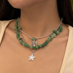 Women's Tassel ethnic style layered flower and leaf necklace, cross-border hot selling crushed stone bead necklace