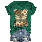 Dragonfly printed short sleeved t-shirt for women