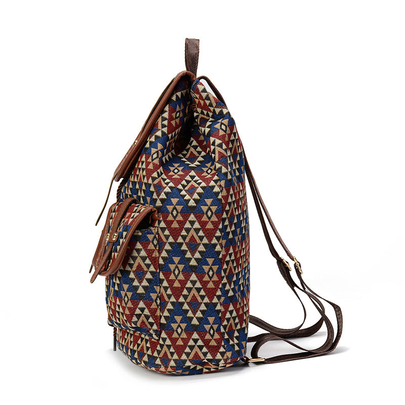 Women's Bohemian Vintage Backpack Drawstring Rucksack Bag