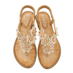 Summer New Bohemian Style Handmade Flower Round Toe Sandals Women's Fashion All-Match Trend Sandals