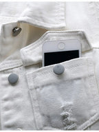 Women's Button Down Raw Hem Sleeveless Denim Jacket Vest