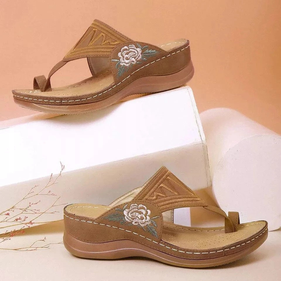 Summer Sandals Women's Shoes Electric Embroidery Flip Flops