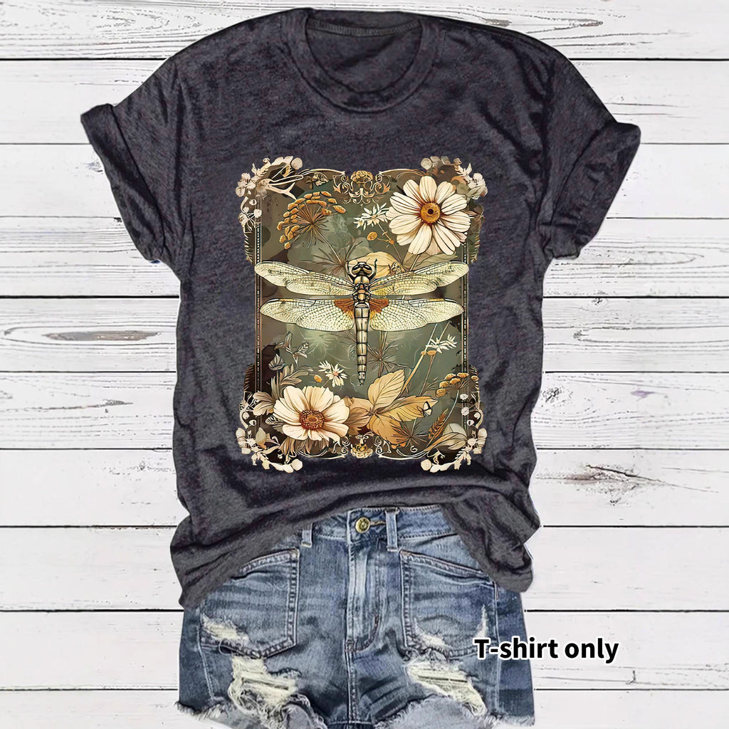 Dragonfly printed short sleeved t-shirt for women