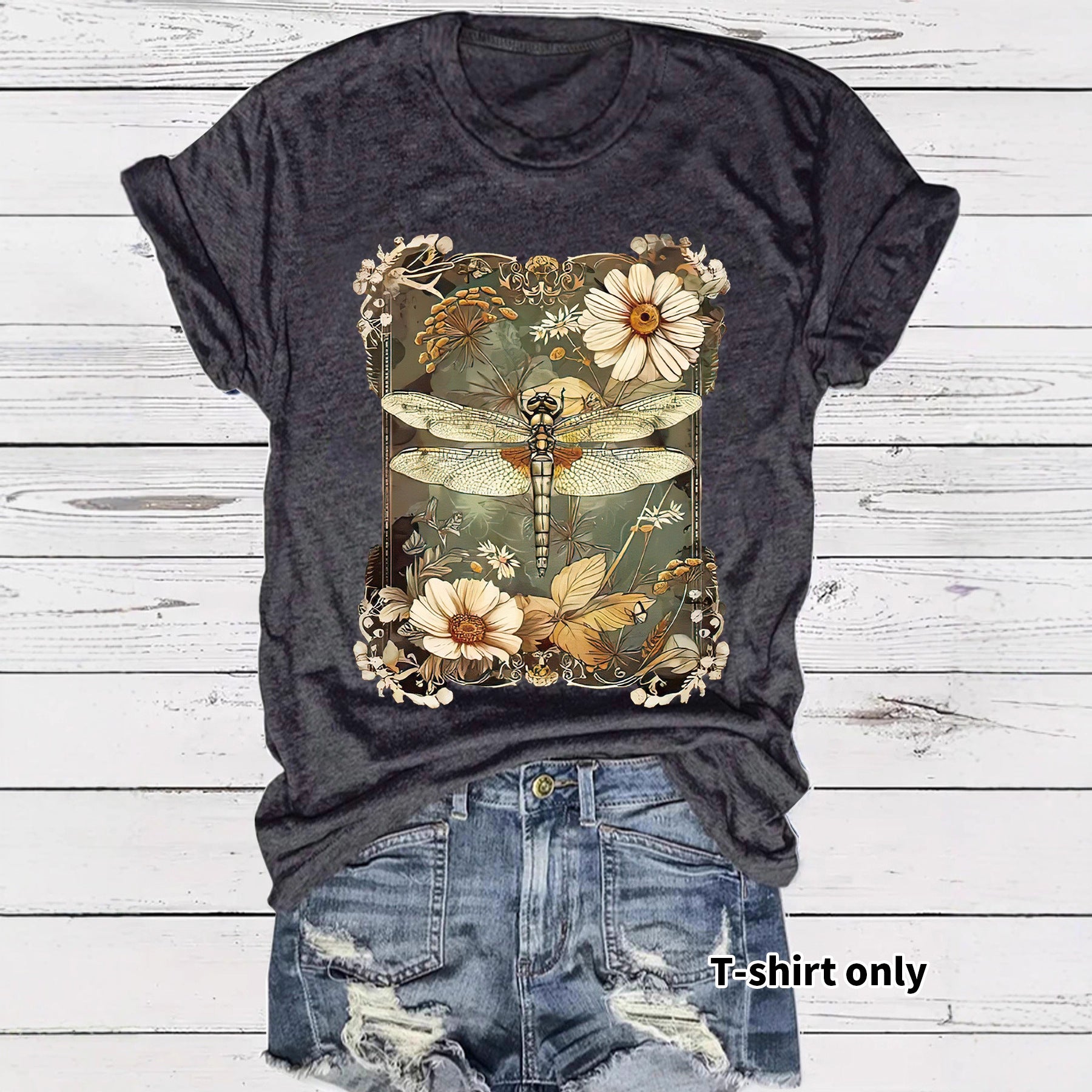 Dragonfly printed short sleeved t-shirt for women