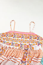 Women's Multicolor Boho Patchwork Print Square Neck Sundress