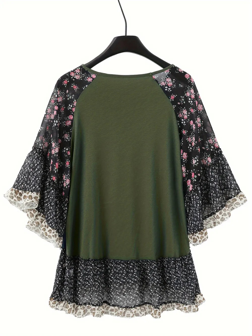 Woman's Blouse Printed Round Neck Half Sleeve Top