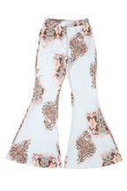 Women's White Western Vintage Print High Waist Bell Pants