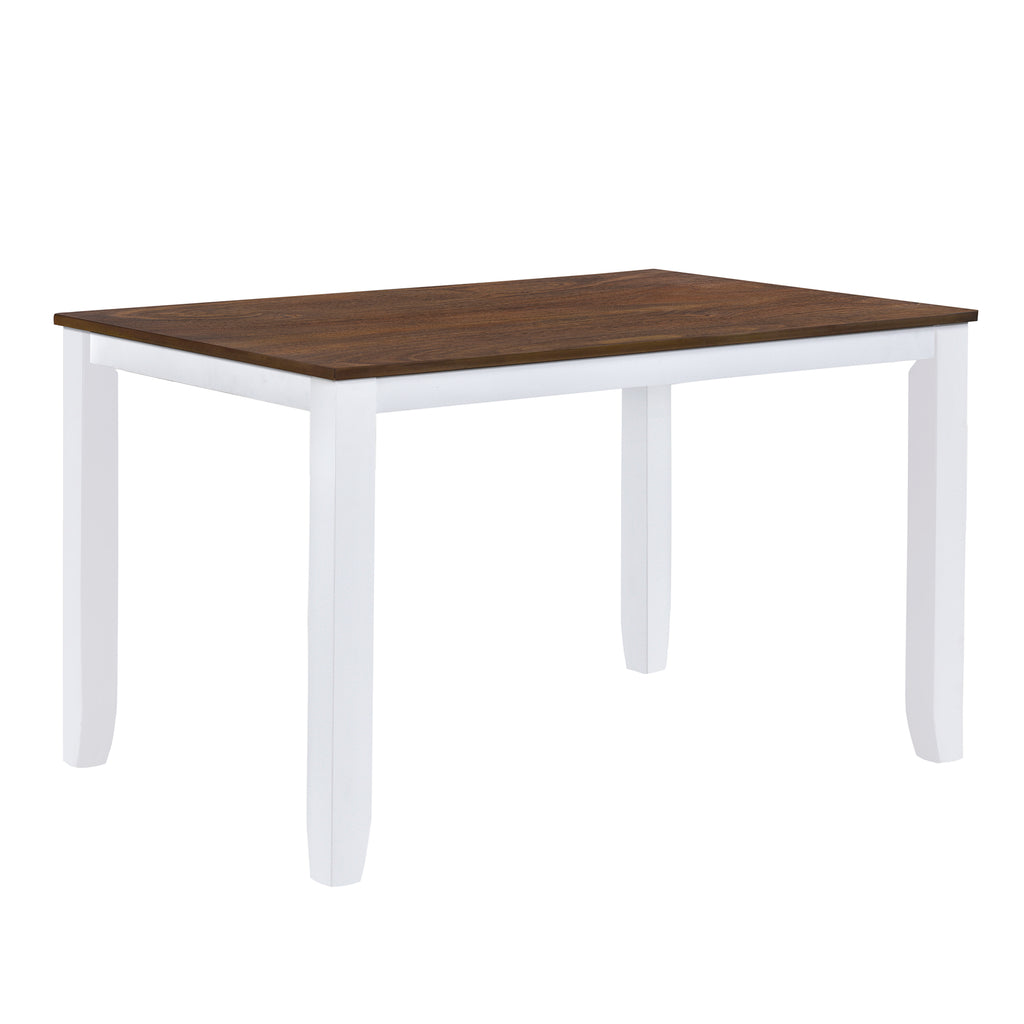 Rustic Minimalist Wood 5-Piece Dining Table Set with 4 X-Back Chairs for Small Places  White