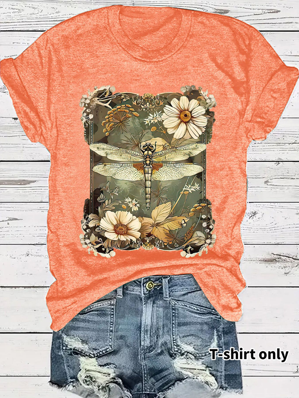 Dragonfly printed short sleeved t-shirt for women