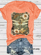 Dragonfly printed short sleeved t-shirt for women
