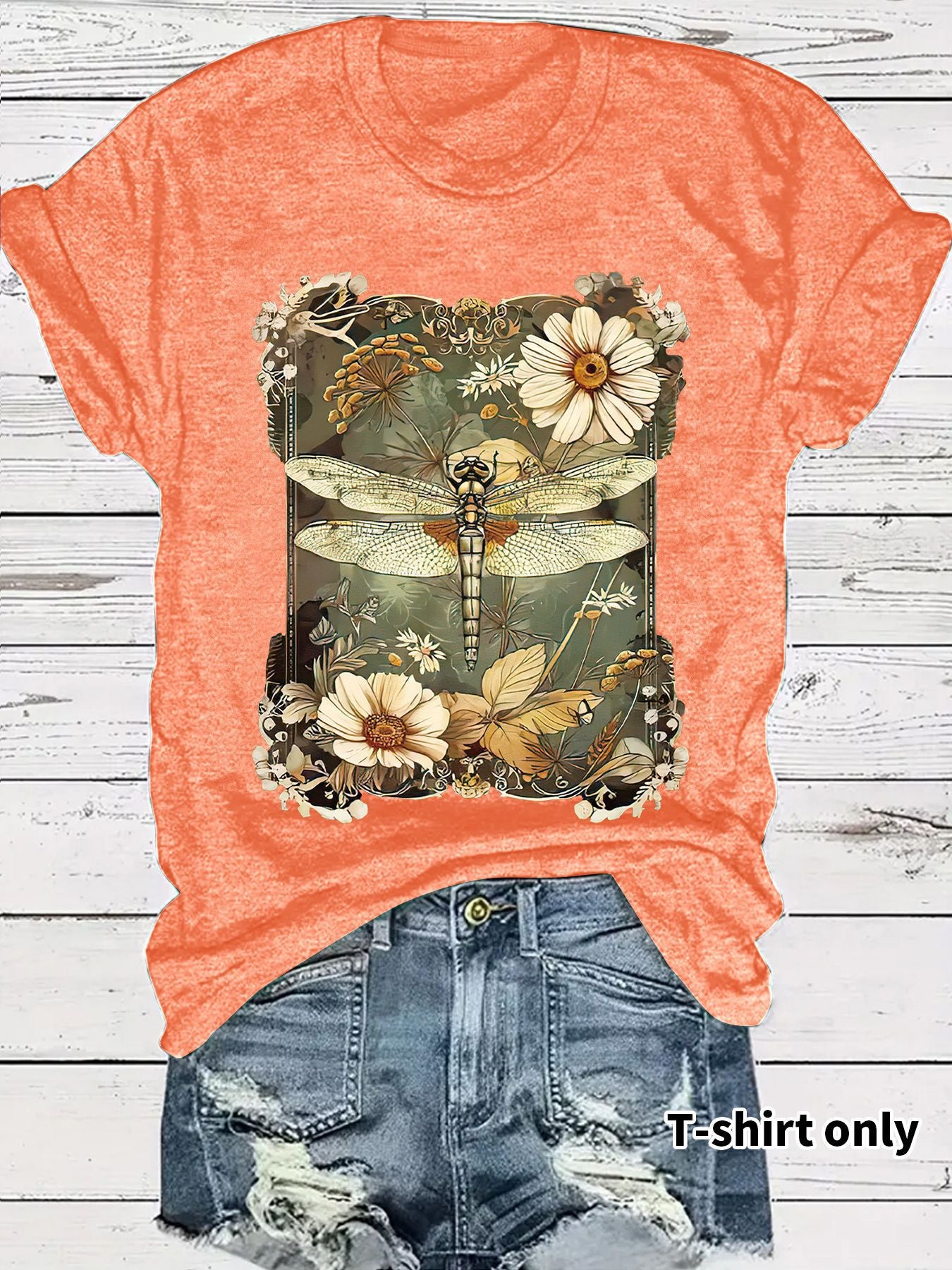 Dragonfly printed short sleeved t-shirt for women