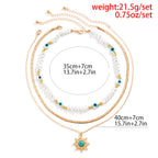 Retro Contrast Color Personality Eye Pearl Turquoise Necklace