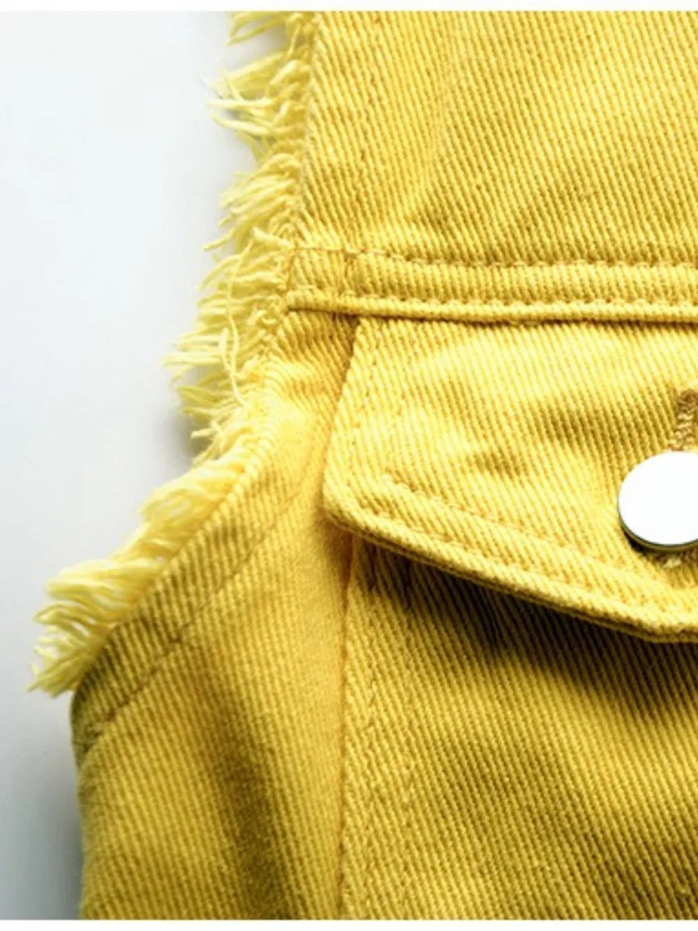 Women's Button Down Raw Hem Sleeveless Denim Jacket Vest