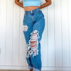 Ripped Jeans Spring And Summer Ripped Thin Ladies Jeans Trousers