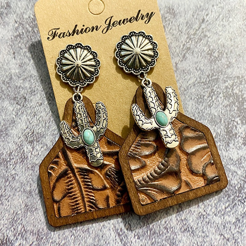 Western Bohemian Genuine Leather Cowhide Earrings