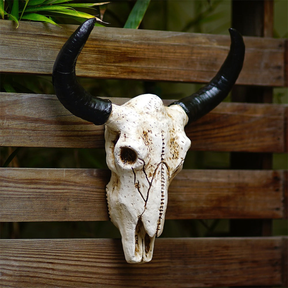Medium size cow horn wall mounted three-dimensional bone plaque