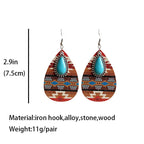 Women's Earrings Turquoise Pendant Retro Ethnic Fashion Earrings Western Bohemian