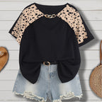 Plus Size Leopard Print Spliced Shirt
