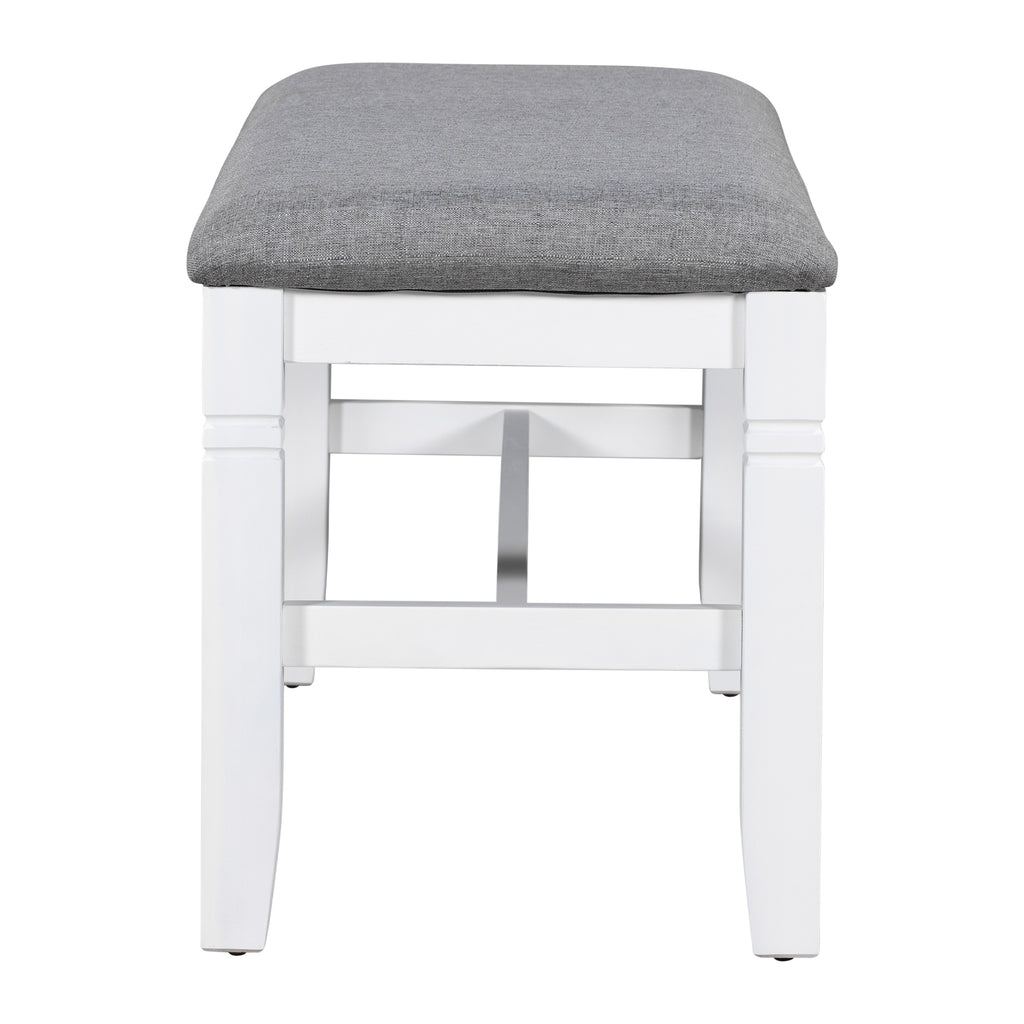 6-Piece Wood Dining Table Set Kitchen Table Set with Upholstered Bench and 4 Dining Chairs, Farmhouse Style Gray+White