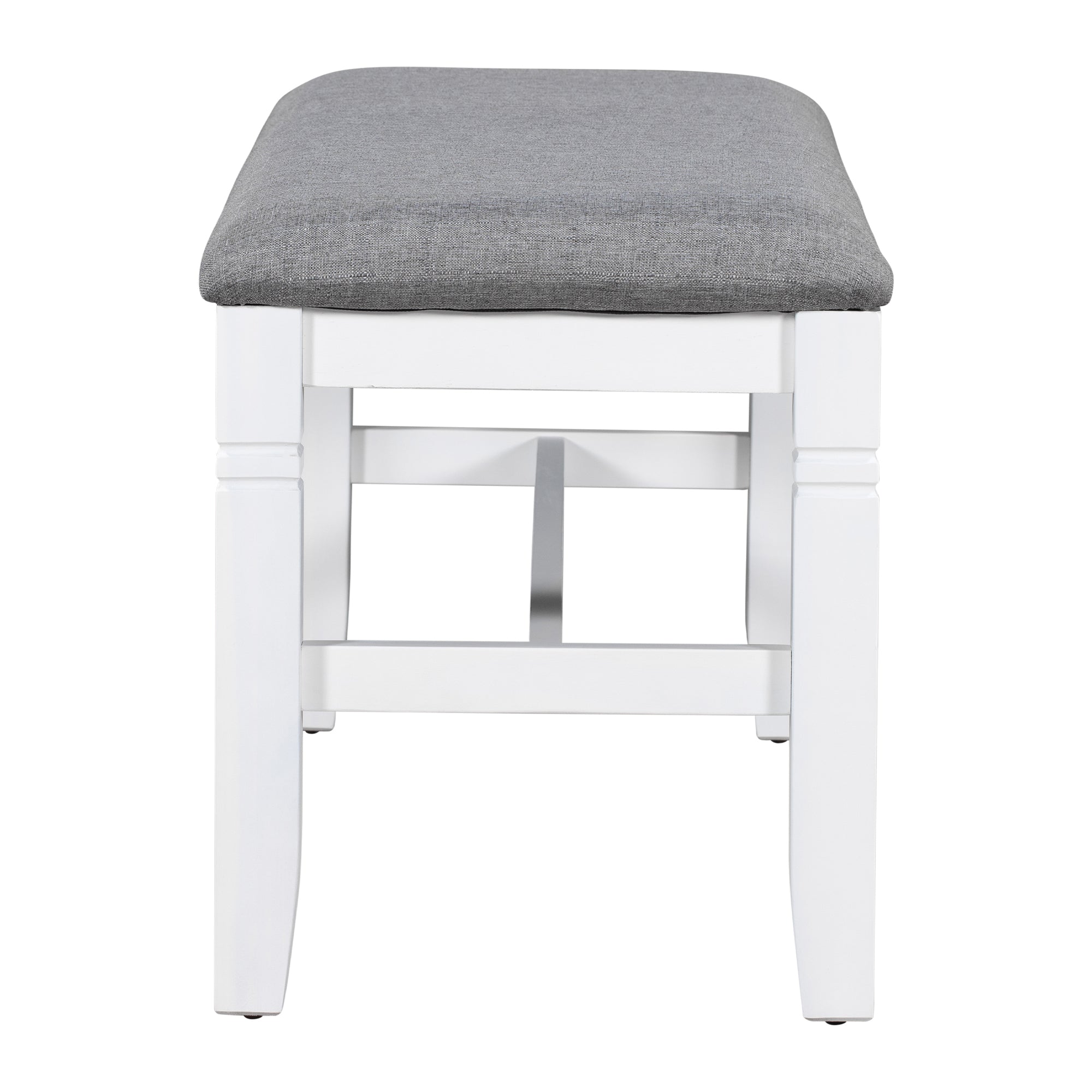 6-Piece Wood Dining Table Set Kitchen Table Set with Upholstered Bench and 4 Dining Chairs, Farmhouse Style Gray+White