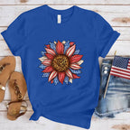 Independence Day Sunflower Print USA July 4th Fashion Short Sleeve T-shirt Unisex