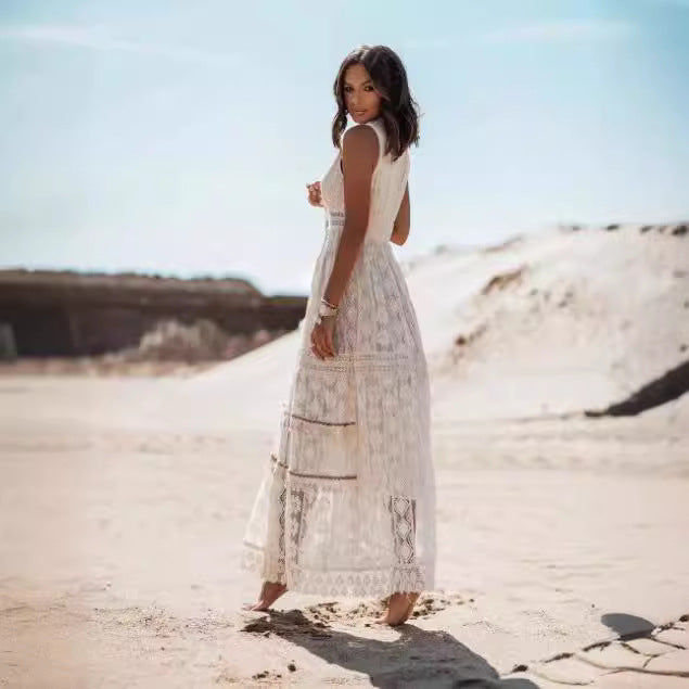 Bohemian long women's lace dress