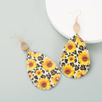 New Personality Leather Sun Flower Earrings Bohemian Style