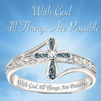 Women's Cross shaped ring with creative hollowed out diamond inlay jewelry
