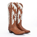 New European and American High Barrel Knight Boots Pointed Adhesive Shoes Brown Martin Boots
