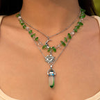 Women's Tassel ethnic style layered flower and leaf necklace, cross-border hot selling crushed stone bead necklace