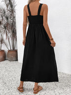 Perfee Embroidered Floral Side Slit Sleeveless Midi Dress