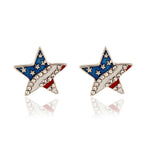 Heart Crystal Ear Studs Fashion Star Shape American Flag Earrings For Women Patriotic Jewelry Gifts Pendientes Oorbellen
