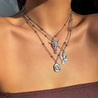 Vintage imitation turquoise collarbone chain niche bead necklace set ethnic style cactus necklace
