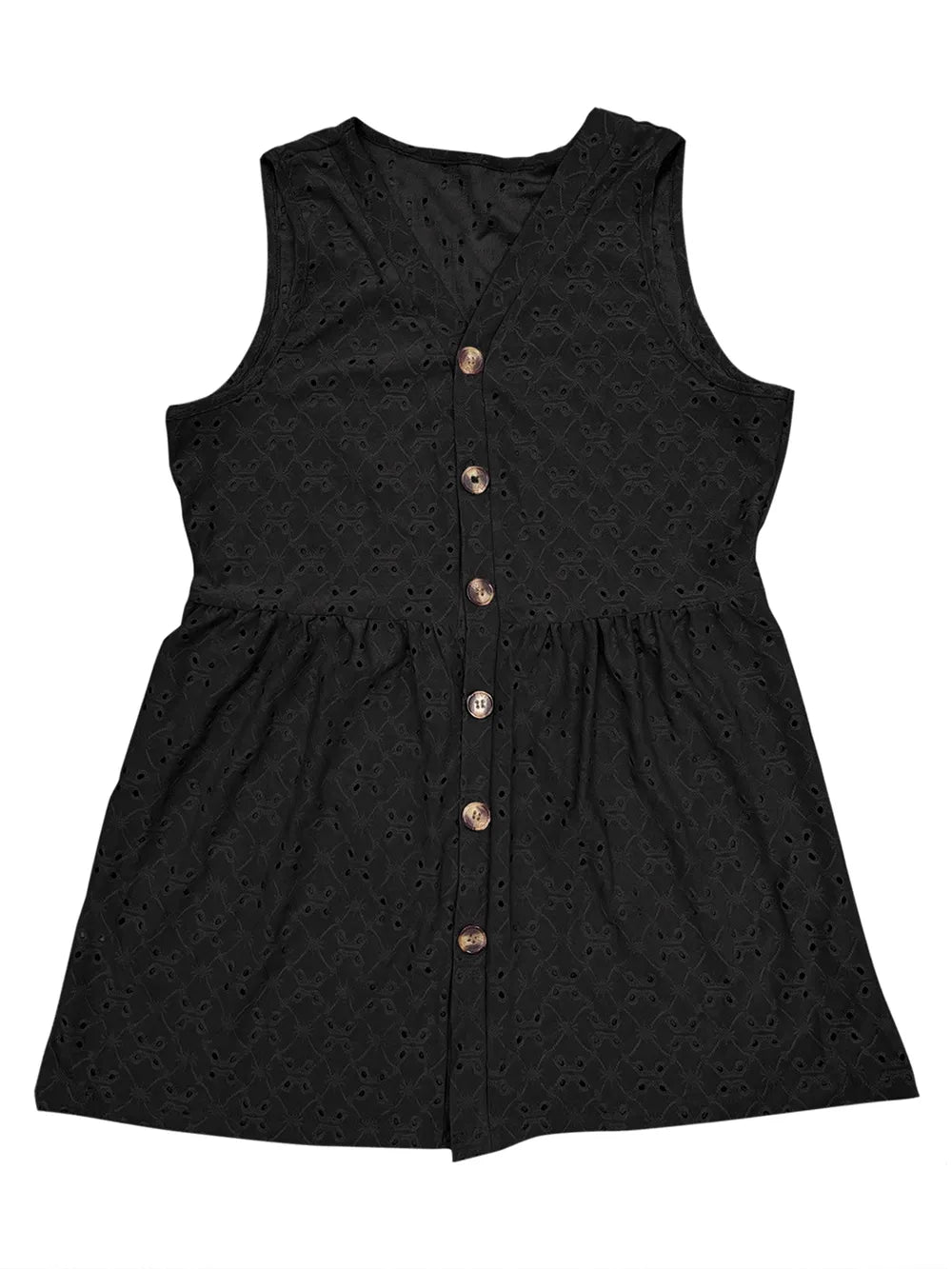Women's Eyelet Button Up V-Neck Tank Top