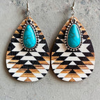 Women's Earrings Turquoise Pendant Retro Ethnic Fashion Earrings Western Bohemian