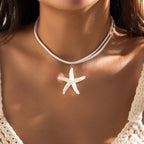 Conch symbol vacation beach ornament Bohemian starfish pendant exaggerated ocean style mermaid necklace