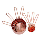 Rose Gold Stainless Steel Measuring Cups And Spoons Set Of 8 Engraved Measurements,Pouring Spouts & Mirror Polished for Baking