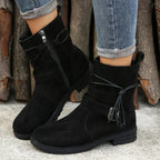 Women Belt Buckle Ankle Boots Chunky Chelsea Boots Mid Heel