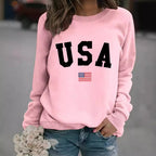 Round neck USA printed pullover sweatshirt