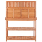 65" Large Wooden Farmhouse Rustic Outdoor Potting Bench Table Garden Potting Bench with 4 Storage Shelves and Side Hook,Natural