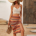 Woman's Elastic Knit Bohemian Split Skirt