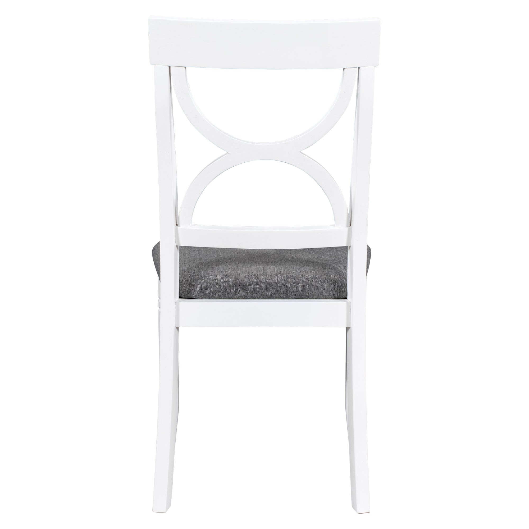 6-Piece Wood Dining Table Set Kitchen Table Set with Upholstered Bench and 4 Dining Chairs, Farmhouse Style Gray+White