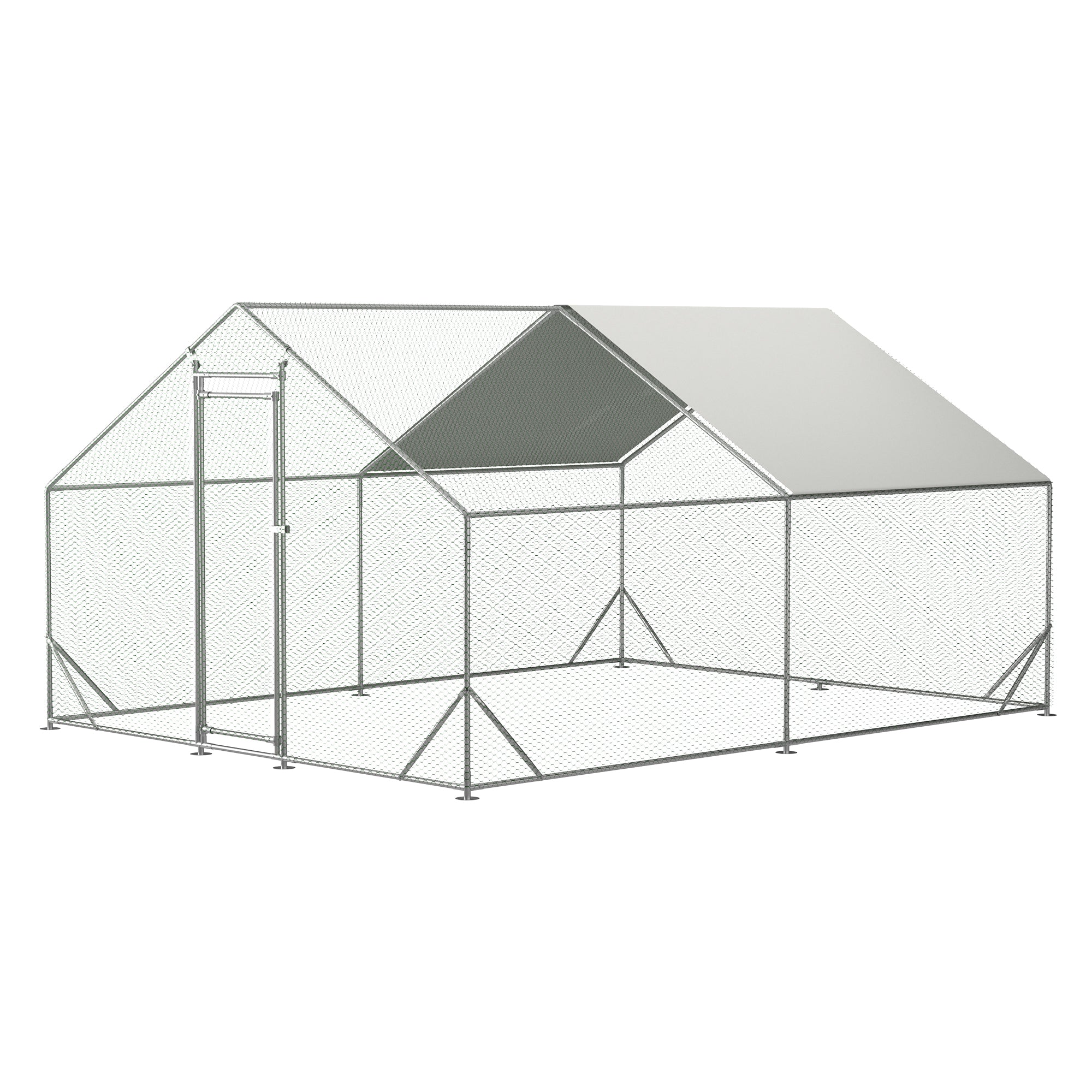 Large metal chicken cage, galvanized iron ribbon waterproof and UV resistant cover (10 'long x 13' wide x 6.56 'high)